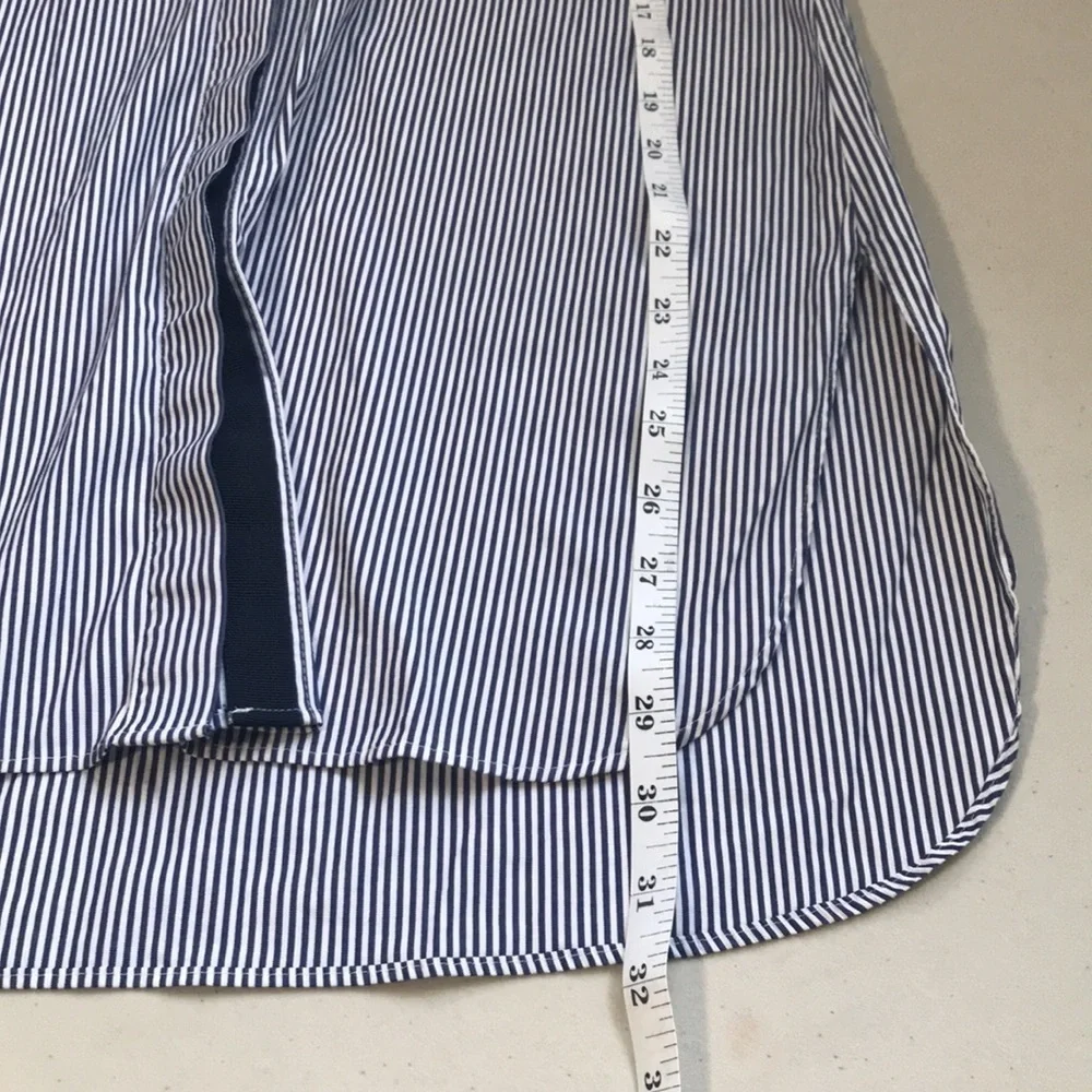 J. Crew Endless shirt blue stripe tunic top button front size 0 or small - Picture 10 of 12